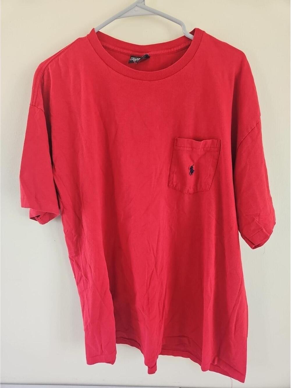 Vintage Polo Ralph Lauren Pocket Tee Red with Navy Jockey Xl/2xl Made In USA